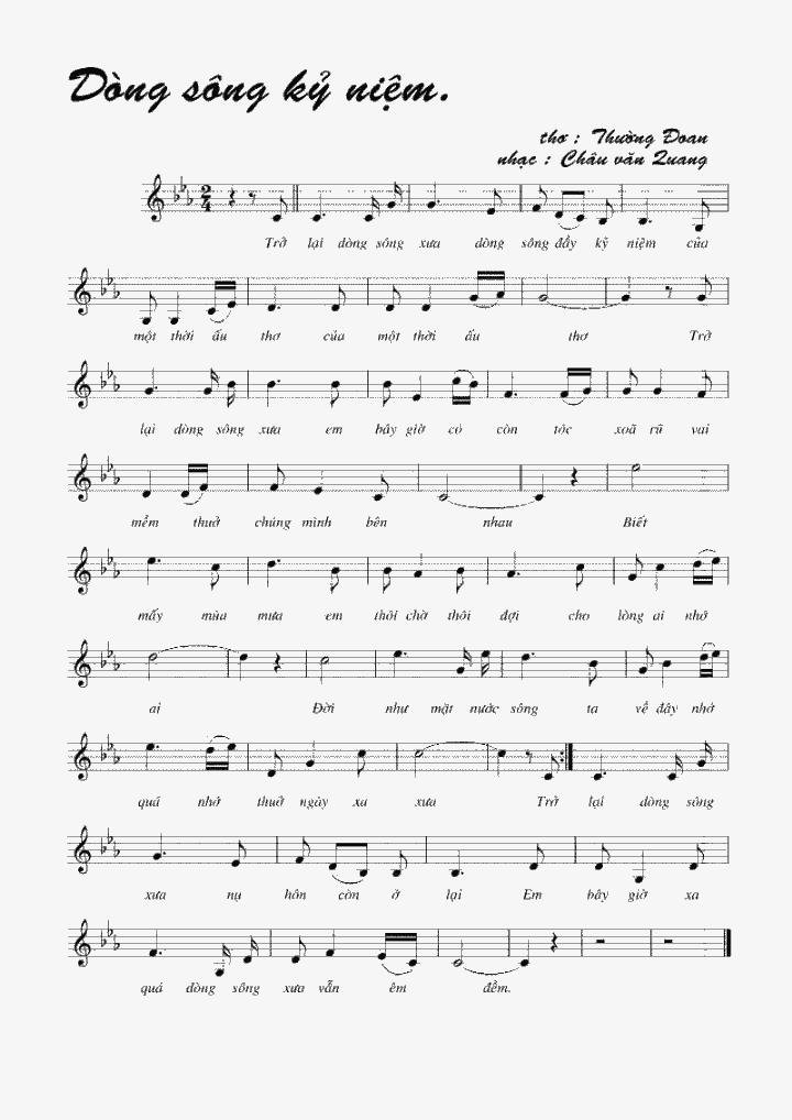 Sheet nhạc Dòng Sông Kỷ Niệm